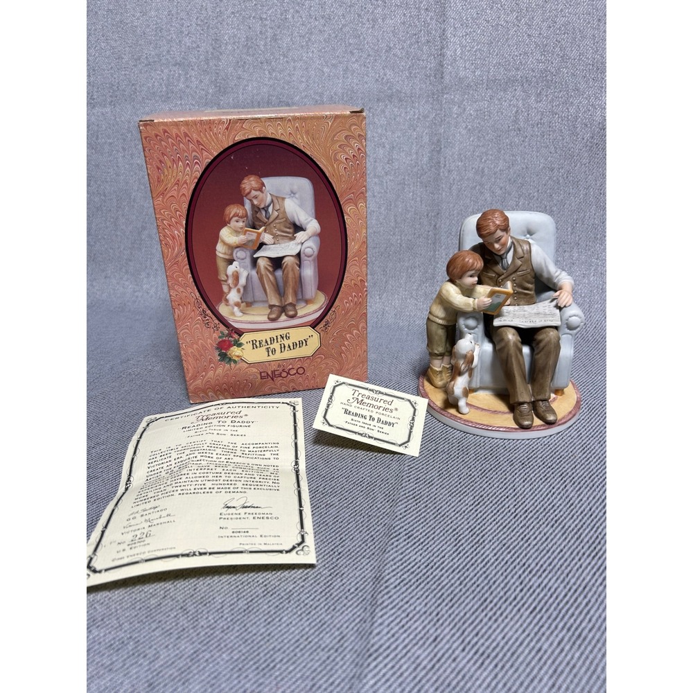 Enesco Treasured Memories Reading To Daddy Figurine Father Son 1985‎ Vintage